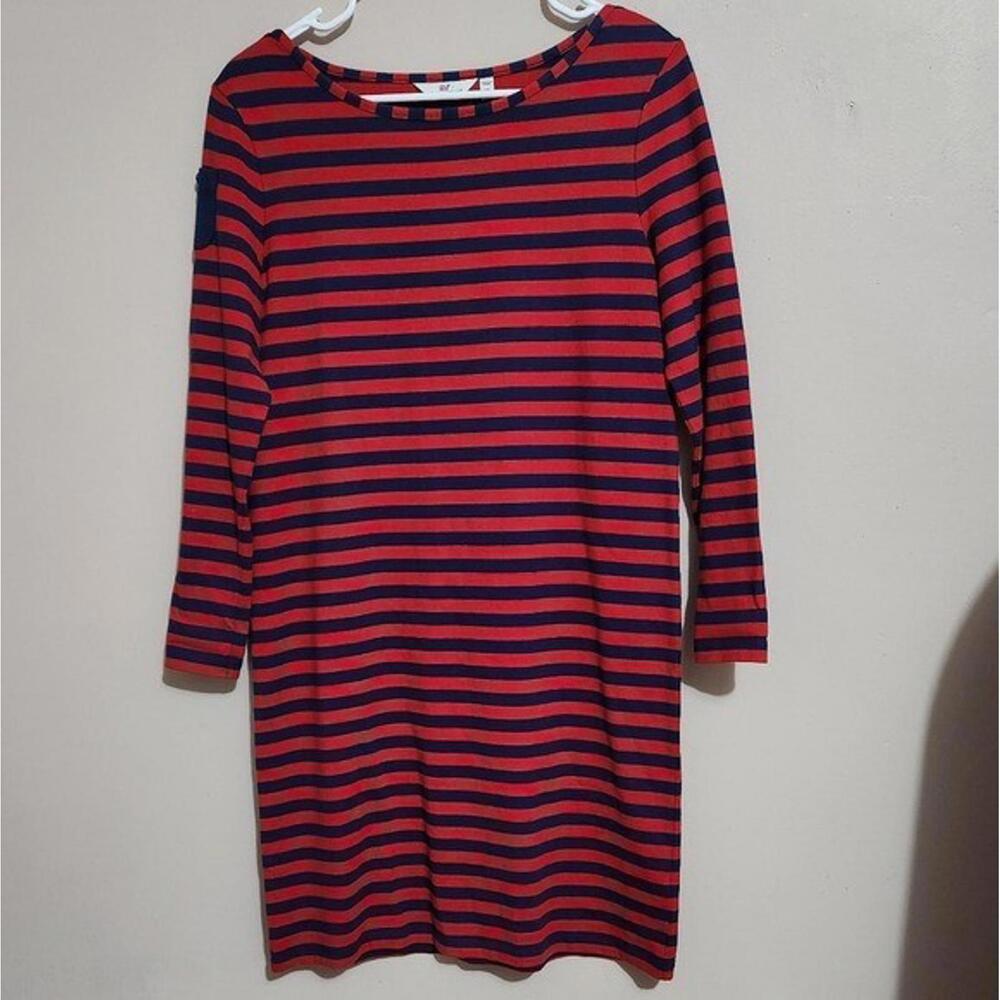 Vineyard Vines Women's Long Sleeve Striped T-Shirt Dress Red Blue